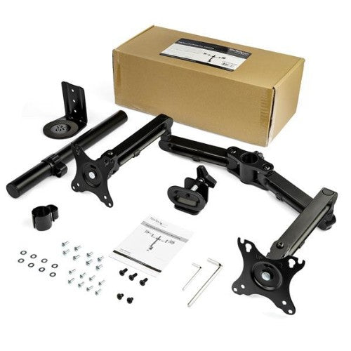 StarTech.com Desk Mount Dual Monitor Arm - Desk Clamp VESA Compatible Monitor Mount for up to 32" (17.6lb/8kg) Displays - Ergonomic Articulating Monitor Arm - Height Adjustable/Tilt/Swivel/Rotating