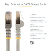 StarTech.com 3m CAT6a Ethernet Cable - 10 Gigabit Shielded Snagless RJ45 100W PoE Patch Cord - 10GbE STP Network Cable w/Strain Relief - Grey Individually Tested/Wiring is UL Certified/TIA