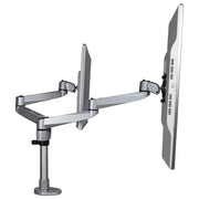 StarTech.com Desk Mount Dual Monitor Arm - Premium Articulating Monitor Arm - up to 27" (17.6lb/8kg) VESA Mount Displays - Height Adjustable Monitor Mount - Rotate/Tilt/Swivel - Clamp/Grommet - Silver - TAA