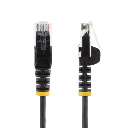 StarTech.com 50cm Black Slim CAT6 Cable, 10 Pack, Snagless, 100W PoE, UTP, LSZH, 28AWG Pure Bare Copper Wire, Slim RJ45 Network Patch Cord w/Strain Reliefs, Individually Tested