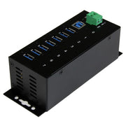 StarTech.com 7-Port USB 3.0 Hub (5Gbps) - Metal Industrial USB-A Hub with ESD Protection & 350W Surge Protection - Din Rail, Wall or Desk Mountable - TAA Compliant USB Expander Hub