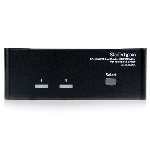 StarTech.com 2 Port DVI VGA Dual Monitor KVM Switch USB with Audio & USB 2.0 Hub - TAA
