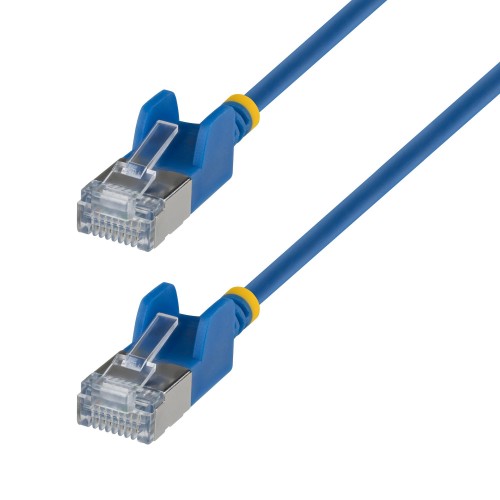 StarTech.com 50cm Blue Ultra Slim Cat6A Ethernet Cable, Snagless, FTP, Pure Bare Copper Wire, 34AWG Slim RJ45 Network Patch Cord, Individually Tested