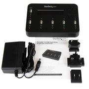 StarTech.com Standalone 1 to 5 USB Thumb Drive Duplicator and Eraser, Multiple USB Flash Drive Copier, System and File and Whole-Drive Copy at1.5 GB/min, Single and 3-Pass Erase, LCD Display - TAA