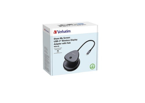 Verbatim Share My Screen USB-C Wireless Display Adapter 4K with Hub WDA-02