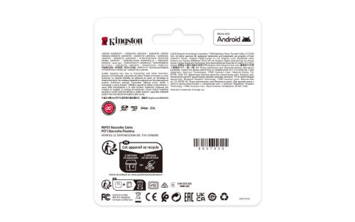 Kingston Technology 64GB microSDXC Canvas Select Plus Gen3 100MB/s A1 Card + Adapter