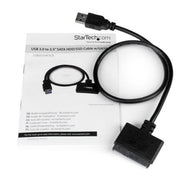 StarTech.com SATA to USB Cable, USB 5Gbps to 2.5in SATA I II III Hard Drive Adapter, External Converter for SSD or HDD Data Transfer