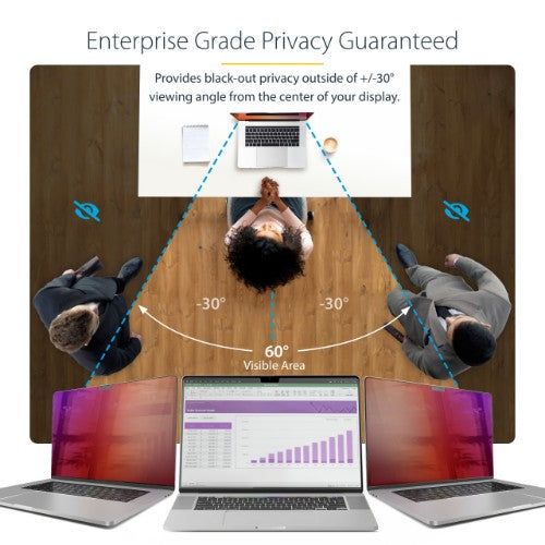 StarTech.com 16-inch MacBook Pro M1 M2 M3 M4 Laptop Privacy Screen, Blue Light Screen Protector, Double-Sided Anti-Glare Matte or Glossy Gold, Laptop Privacy Filter