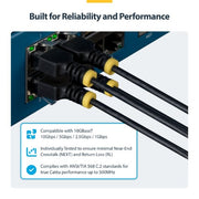 StarTech.com 4m Black Ultra Slim Cat6A Ethernet Cable, UTP, Pure Bare Copper Wire, 34AWG Slim RJ45 Network Patch Cord, Individually Tested