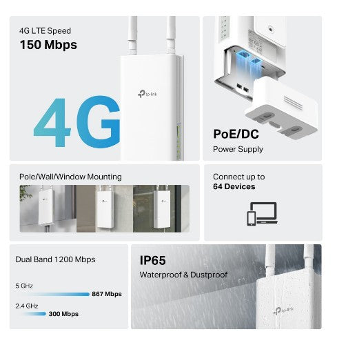 TP-Link Archer MR402-Outdoor wireless router Fast Ethernet Dual-band (2.4 GHz / 5 GHz) 4G White