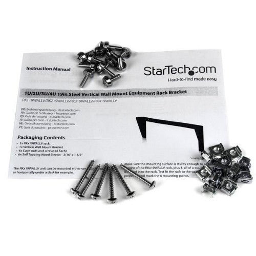 StarTech.com 4U 19in Steel Vertical Wall Mount Equipment Rack Bracket - TAA