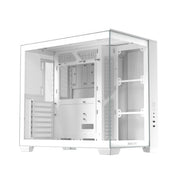 ASUS A32 White ATX dual-chamber case with panoramic design supporting up to 420mm graphics cards in length 360mm radiators and CPU air coolers up to 165mm in height