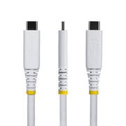 StarTech.com 50cm (1.6ft) USB4 Cable, 40Gbps, USB-IF Certified USB-C Cable, 240W PD, 8K 60Hz/4K 240Hz DP2.1 DP40, TPE Jacket, Thunderbolt 4 Compatible - White USB-C Cord