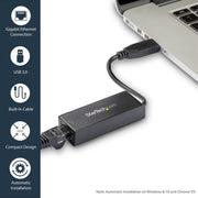 StarTech.com USB 3.0 to Gigabit Ethernet Network Adapter, 10/100/1000 Mbps, USB to RJ45, USB 3.0 to LAN Adapter, USB 3.0 Ethernet Adapter (GbE), TAA Compliant