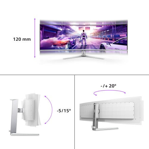 Philips Evnia 8000 49M2C8900/75 computer monitor 124.2 cm (48.9") 5120 x 1440 pixels Dual QHD QD-OLED White
