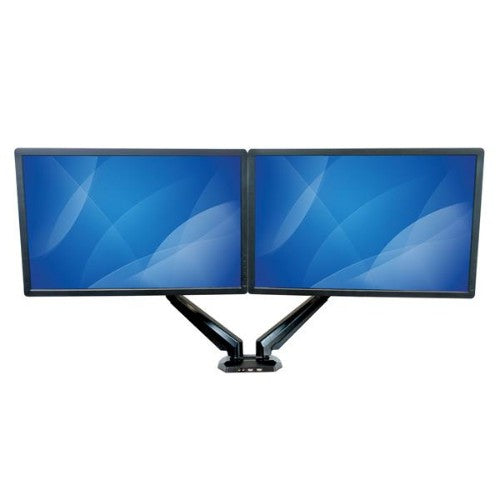 StarTech.com Desk Mount Dual Monitor Arm with USB & Audio, Desk Clamp VESA Mount for up to 32" (17.6lb/8kg) Displays, Ergonomic Full Motion Dual Monitor Arm - Black