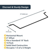 StarTech.com 10-Pack Horizontal Lacing Bar with 4in (10.2cm) Offset at 75 Degrees, Server Rack Cable Management, 19" Network Rack-Mount Cord Organizer