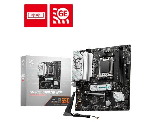MSI B650M GAMING WIFI AMD AM5 MATX Motherboard, 2x DDR5 ~128GB, 1x PCI-E x16, 2x M.2, 4x SATA,  8x USB 3.2,(LS)