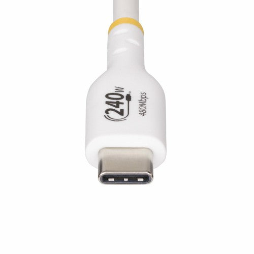 StarTech.com 10ft (3m) USB-C Charging Cable, Charge & Sync, 240W (5A) PD EPR, USB 2.0 Laptop Charger Cable, USB-IF Certified, TPE Jacket - White USB C Charging Cord