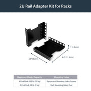 StarTech.com Server Rack Depth Extender - 2U - 4in / 10 cm - TAA Compliant - Recessed Rack Adapter - Rack Mount Adapter Kit - Network Rack Extender