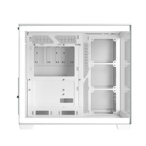 ASUS A32 White ATX dual-chamber case with panoramic design supporting up to 420mm graphics cards in length 360mm radiators and CPU air coolers up to 165mm in height