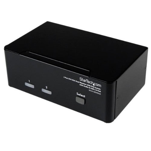 StarTech.com 2 Port DVI VGA Dual Monitor KVM Switch USB with Audio & USB 2.0 Hub - TAA