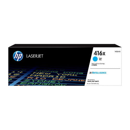 HP 416X CYAN TONER - HIGH YIELD- APPROX 6K PAGES - M454, M479, M455, M480 MODELS